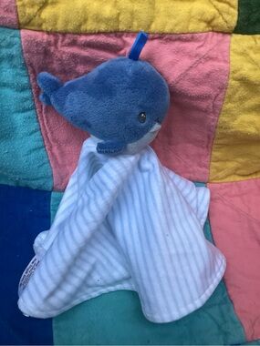 Blue Whale Plush Lovey Security Blanket for Babies